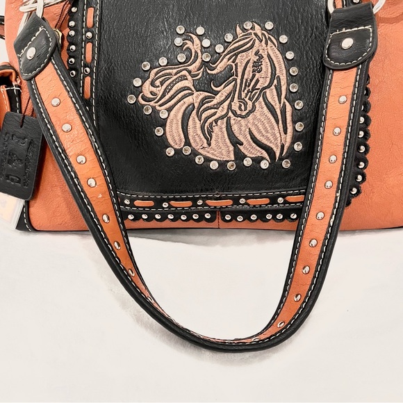 P&G Collection Faux Leather Western Horse Studs Handbag NWT SOLD AS IS - Picture 5 of 16